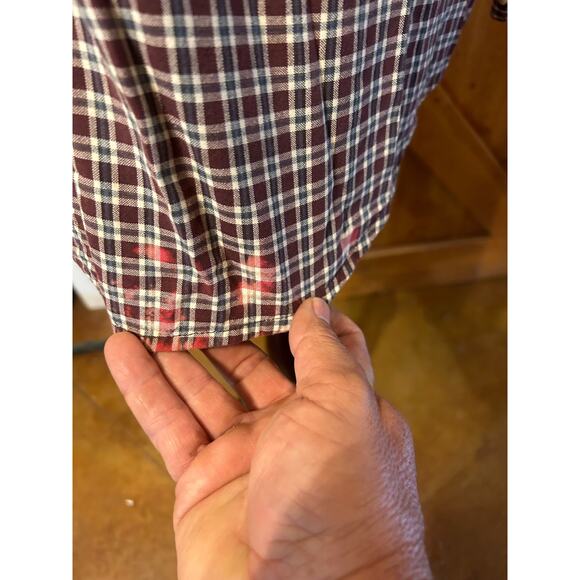 Men's Large Button Up Shirt Wingo Burgundy Blue - Picture 5 of 5